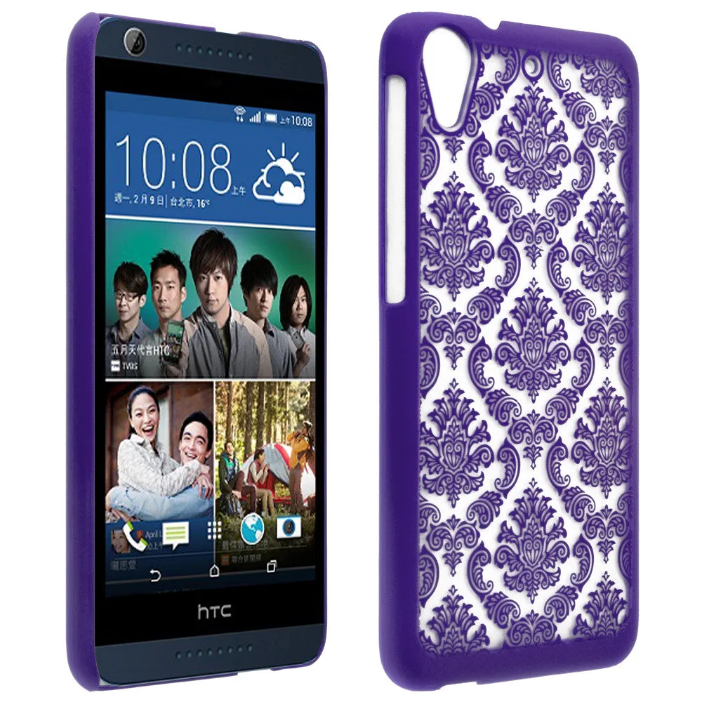 HTC Desire 626 Case, Ultra Slim Damask Vintage Hard Case Cover - Purple