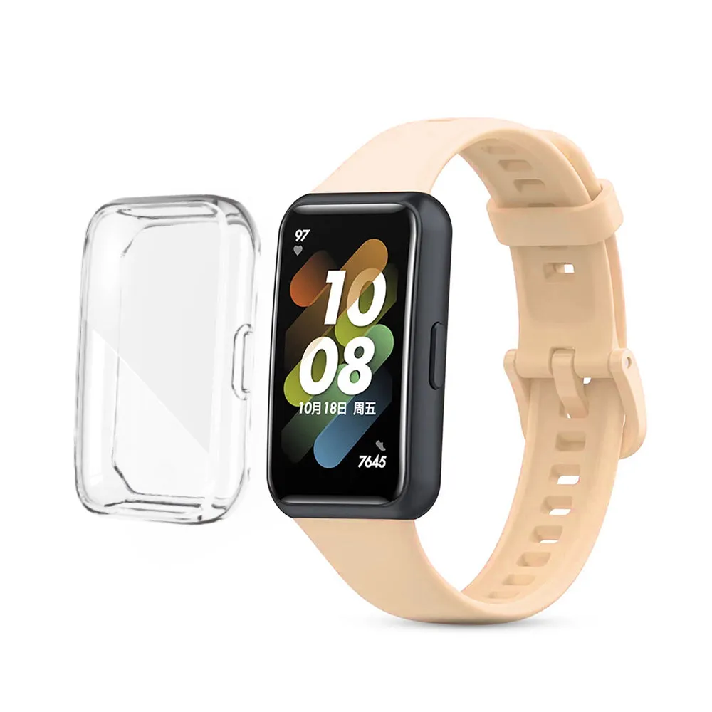 Huawei Watch Band 7 | Silicone Watch Band Strap   TPU Watch Case | Beige