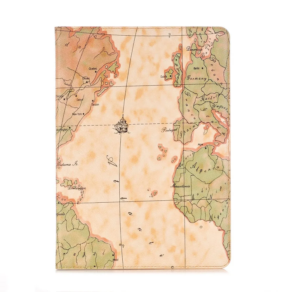 iPad 10.2 (2021) / (2020) / (2019) cool map pattern leather flip case - Light Brown