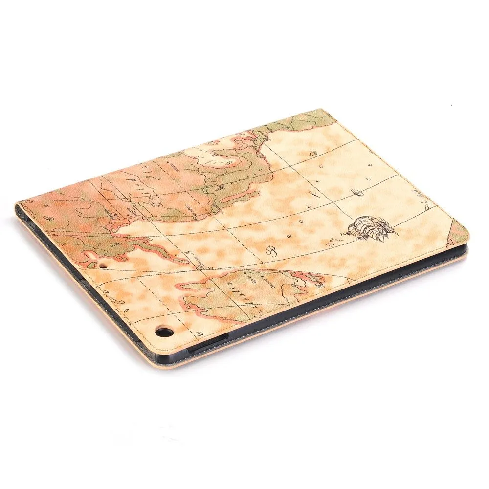 iPad 10.2 (2021) / (2020) / (2019) cool map pattern leather flip case - Light Brown