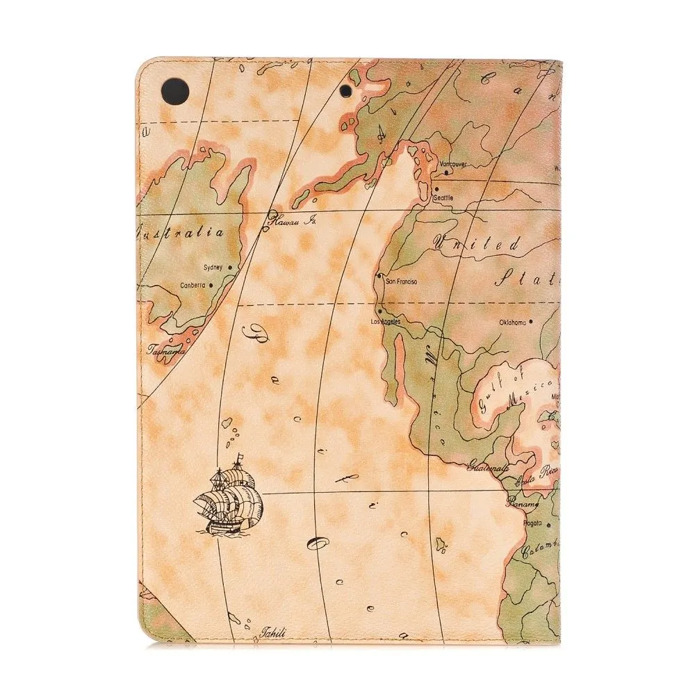 iPad 10.2 (2021) / (2020) / (2019) cool map pattern leather flip case - Light Brown