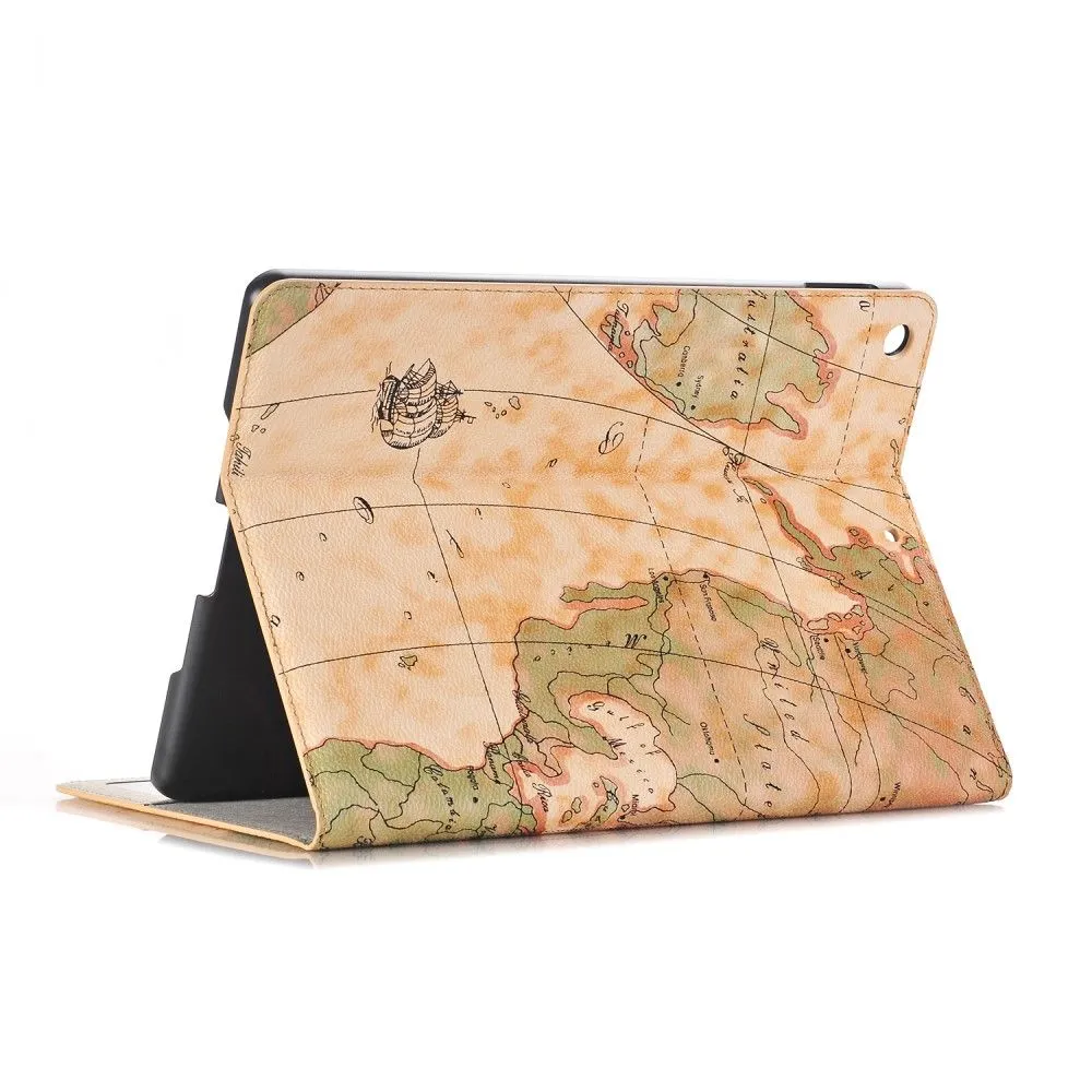 iPad 10.2 (2021) / (2020) / (2019) cool map pattern leather flip case - Light Brown