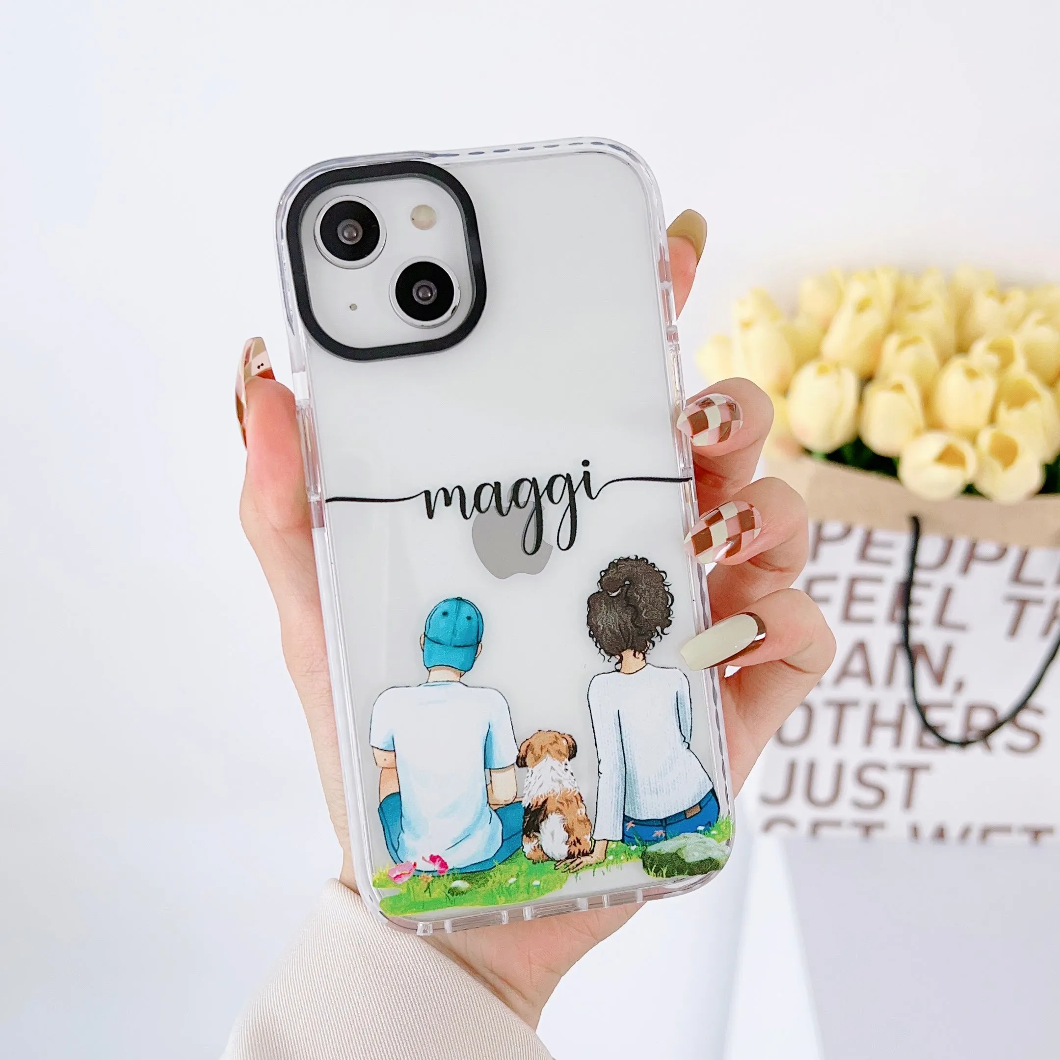 iPhone Impact Proof Customised Silicon Case ( Couple With A Dog )