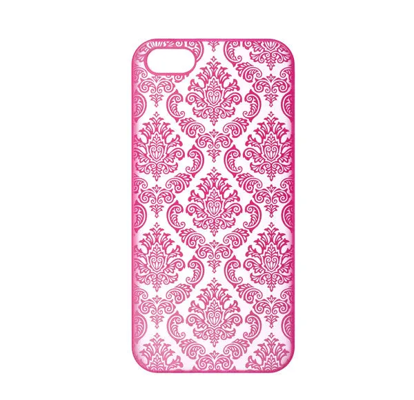 iPhone SE Case | iPhone 5S/5 Case, Ultra Slim Damask Vintage Case Cover - Hot Pink