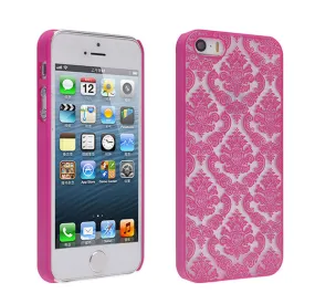 iPhone SE Case | iPhone 5S/5 Case, Ultra Slim Damask Vintage Case Cover - Hot Pink