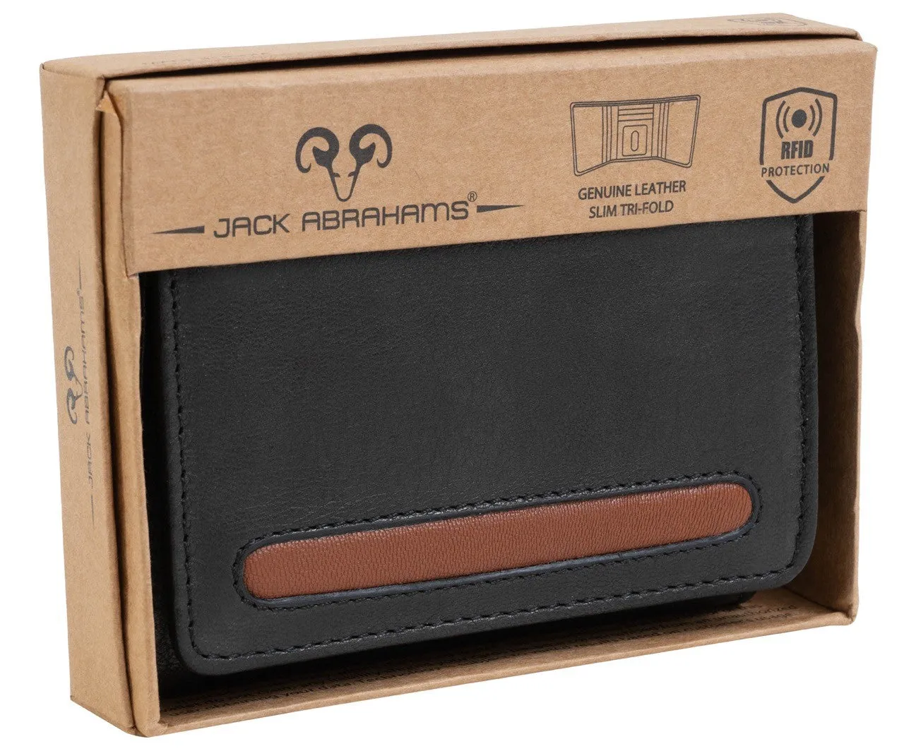 Jack Abrahams Tri-Fold RFID Wallet With ID Window Pocket