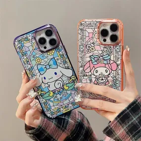 Japanese Cartoon Glass Window Style | MM Pink CN Purple - iPhone Case iPhone 11 12 13 14 Pro Promax