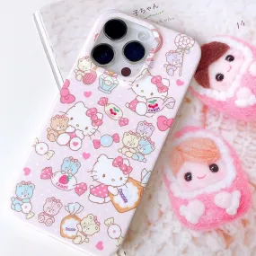 Japanese Cartoon Hello Kitty with Candy and Chocolate iPhone Case 12 13 14 15 Pro Promax