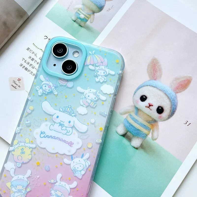 Japanese Cartoon Sanrio Cinnamoroll Party with Friends - iPhone Case 13 14 15 Pro Promax