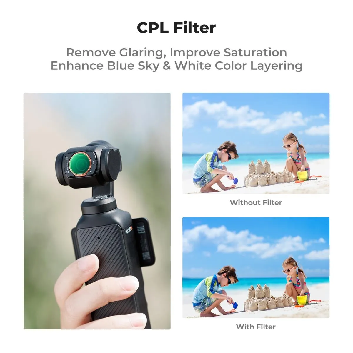 K&F Concept CPL Polarizing   ND16 - ND256 Neutral Density Magnetic Lens Filter Set for DJI Osmo Pocket 3 with (4 5 6 Stops) 8K Ultra HD, 28 Multi-Layer Anti-Scratch Waterproof Coating, Top AGC Glass | SKU-2150