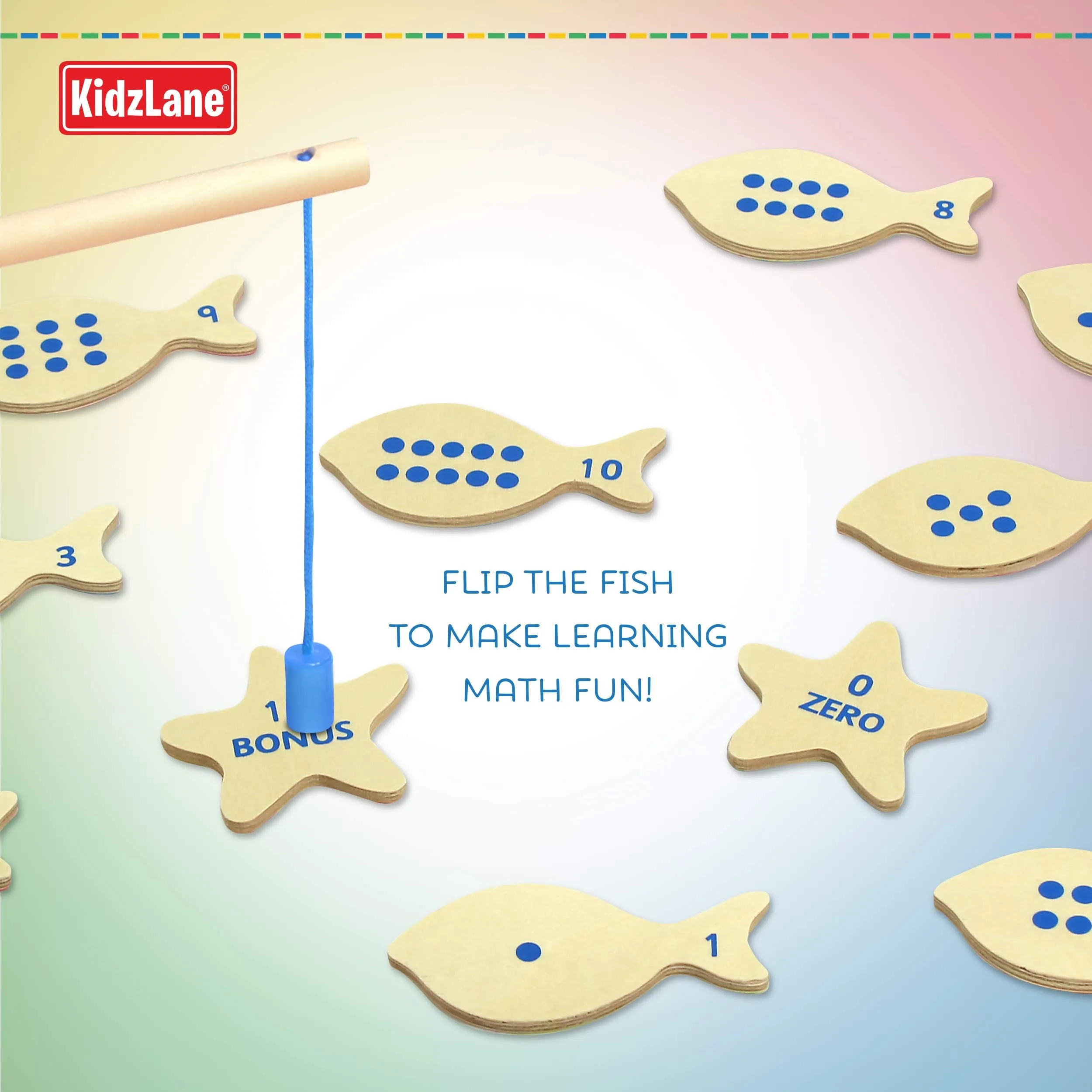 Kidzlane Magnetic Fishing Game for Toddlers | Easy Play Wooden Fishing Toy for Toddlers