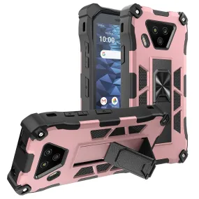 Kyocera DuraForce Ultra 5G Case [Military Grade] Ring Car Mount Kickstand Hybrid Hard PC Soft TPU Shockproof Protective Case - Rose Gold