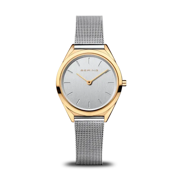 Ladies Ultra Slim Watch with Milanese Band in Silver/Gold