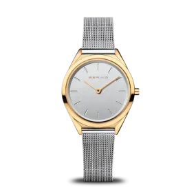 Ladies Ultra Slim Watch with Milanese Band in Silver/Gold