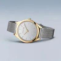 Ladies Ultra Slim Watch with Milanese Band in Silver/Gold