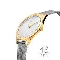 Ladies Ultra Slim Watch with Milanese Band in Silver/Gold