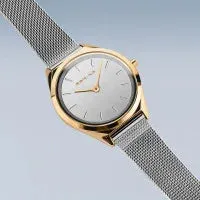 Ladies Ultra Slim Watch with Milanese Band in Silver/Gold