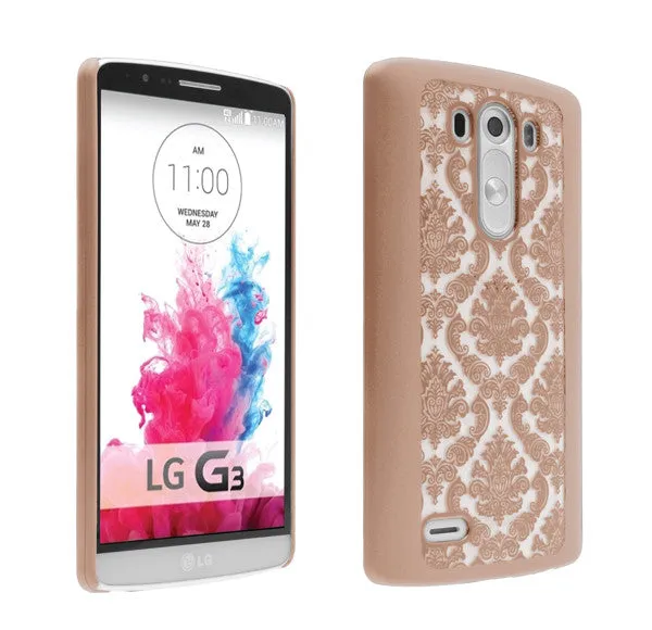 LG G3 Case, Ultra Slim Damask Vintage Case Cover - Gold