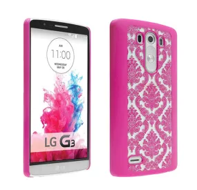 LG G3 Case, Ultra Slim Damask Vintage Case Cover - Hot Pink