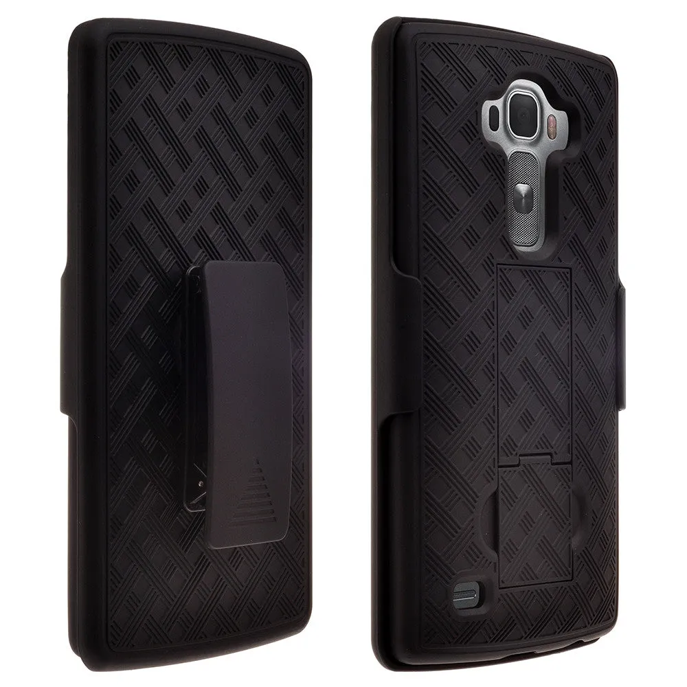 LG G4 Case, Slim Holster Shell Combo Case [Rotating Swivel Belt Clip]   Screen Protector Bundle for LG G4