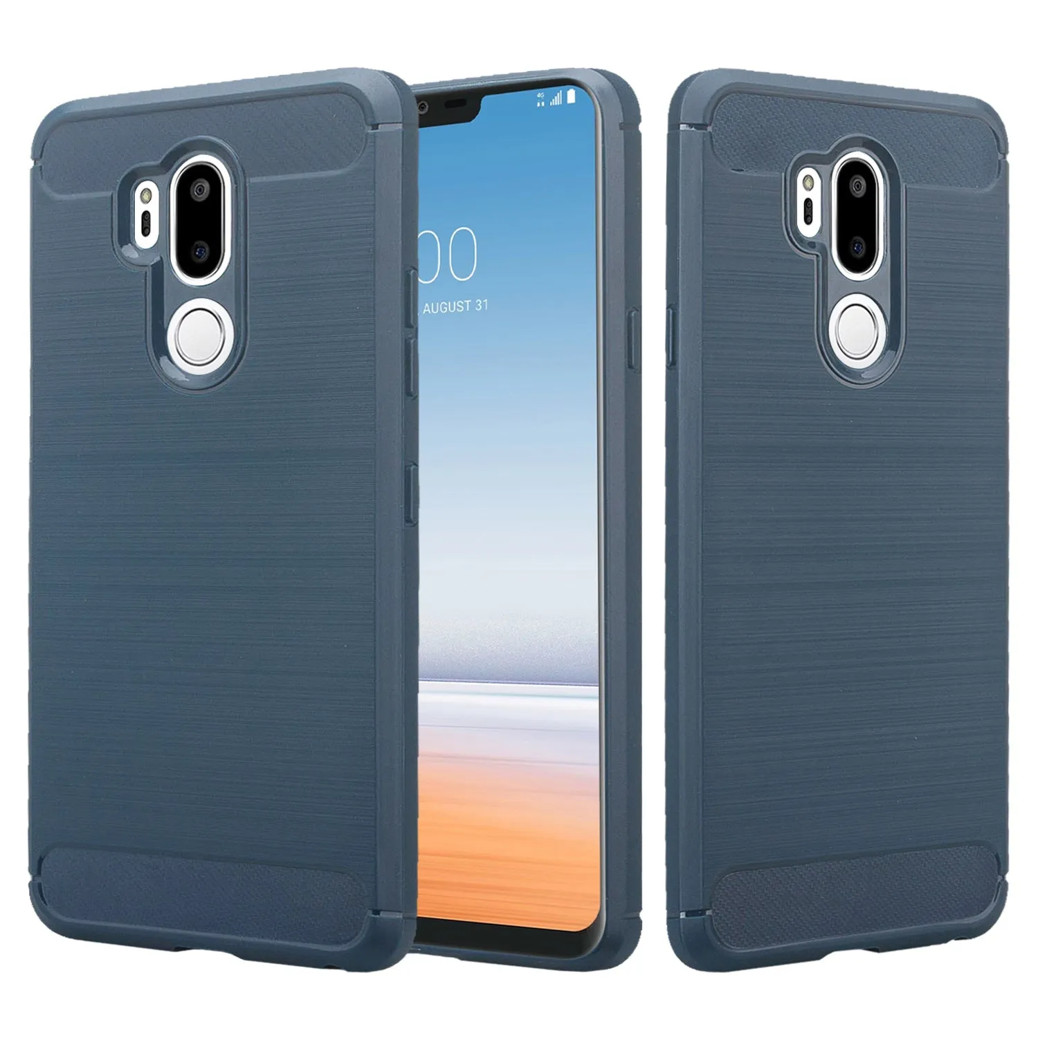 LG G7 ThinQ Case, LM-G710 Case, G7  ThinQ Case, Slim [Shock Proof] Flexible TPU Cover - Brush Blue