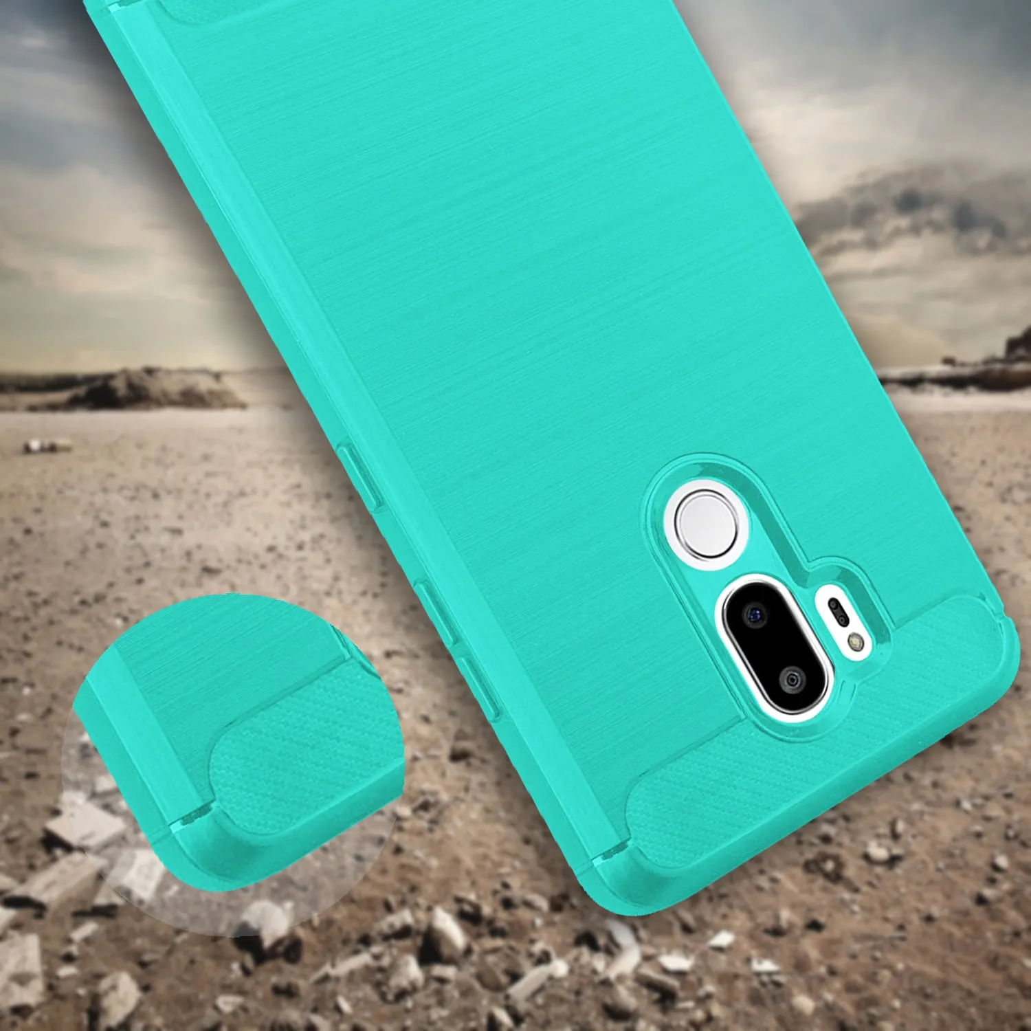 LG G7 ThinQ Case, LM-G710 Case, G7  ThinQ Case, Slim [Shock Proof] Flexible TPU Cover - Brush Teal