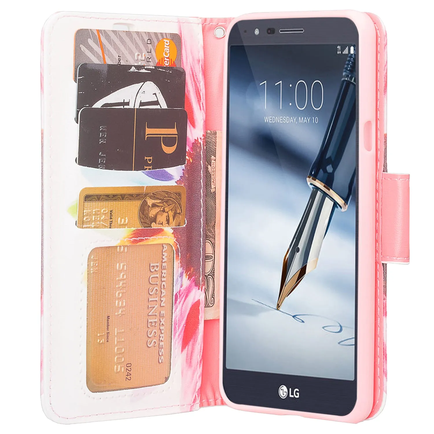 LG K40/Xpression Plus 2/K12 Plus/X4 2019/Harmony 3/LG SoloWallet Case, Wrist Strap Pu Leather Wallet Case [Kickstand] with ID & Credit Card Slots - Vivid Sunflower