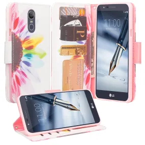 LG K40/Xpression Plus 2/K12 Plus/X4 2019/Harmony 3/LG SoloWallet Case, Wrist Strap Pu Leather Wallet Case [Kickstand] with ID & Credit Card Slots - Vivid Sunflower