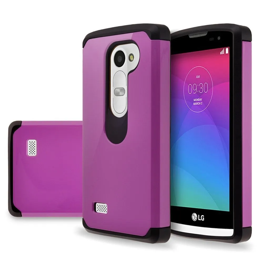 LG Leon LTE Case | Lg Tribute 2 Case | LG Power | LG Sunset | LG Destiny | LG Risio Case, Slim Hybrid [Shock/Impact] Absorption Dual Layer Case - Purple