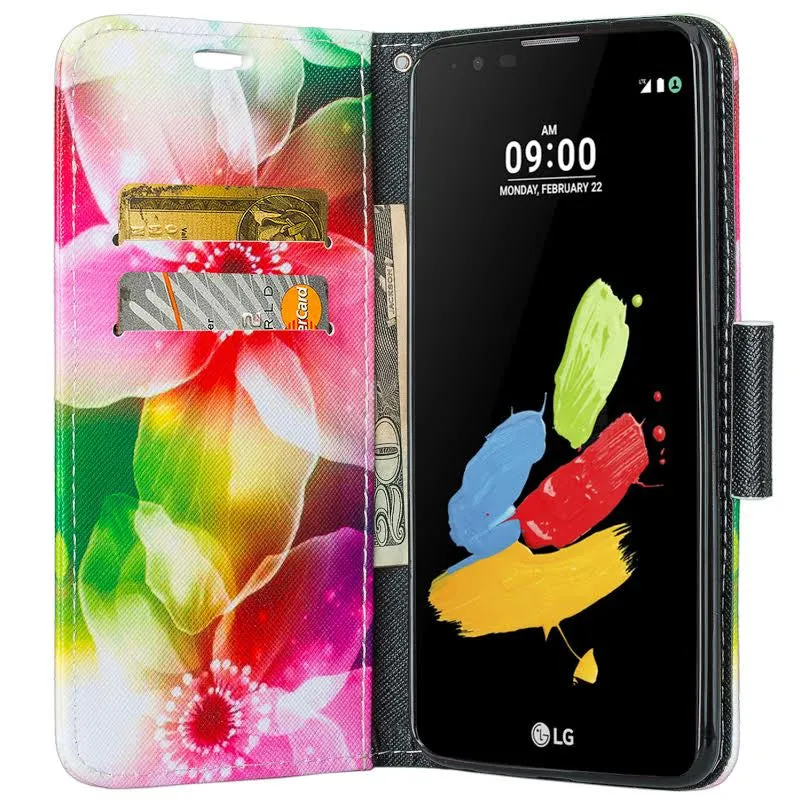 LG Stylo 2 Case, LG Stylo 2 V Wallet Case [Kickstand] Pu Leather Wrist Strap Wallet Case w/ ID & Card Slots & Pocket - Lily Pedals