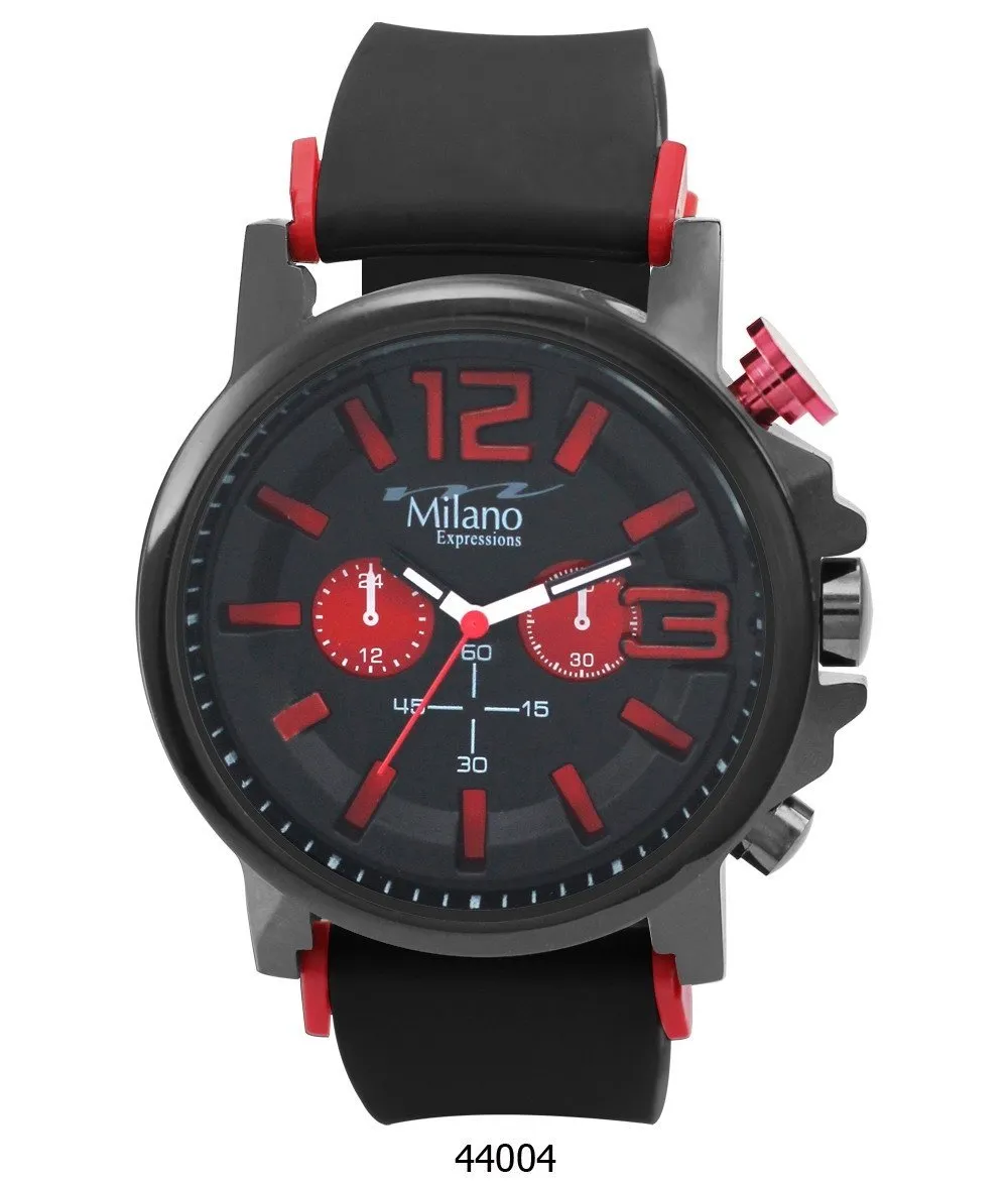 M Milano Expressions Black Rubber Strap Watch (Auburn)