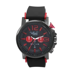 M Milano Expressions Black Rubber Strap Watch (Auburn)