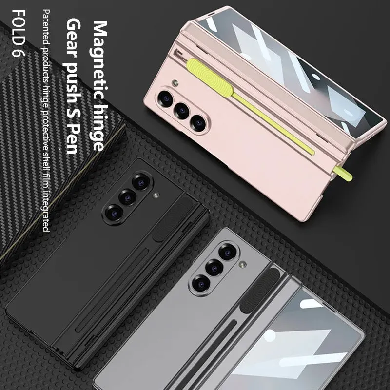 Magnetic Hinge Phone Case With S Pen Slot Film For Samsung Galaxy Z Fold 6