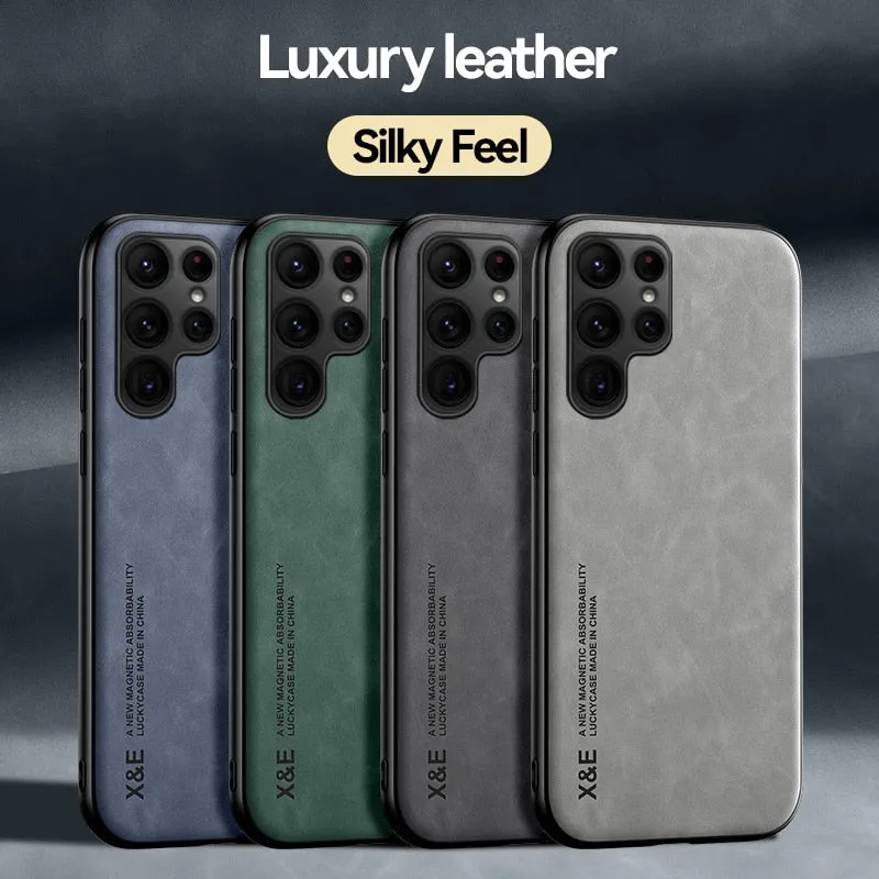 Magnetic Sheepskin Leather Case For Samsung Galaxy