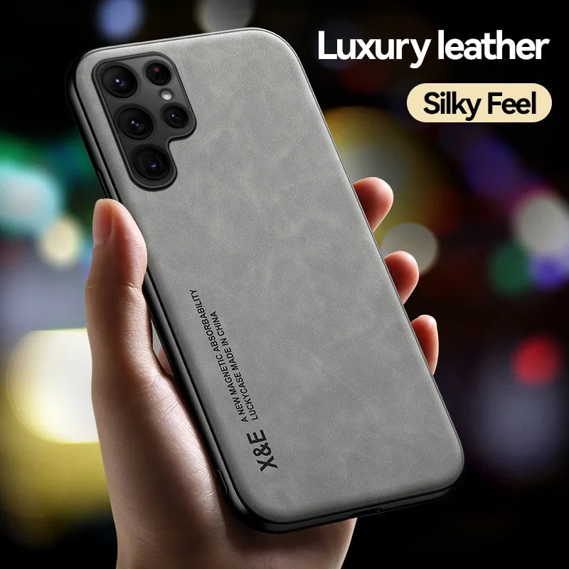 Magnetic Sheepskin Leather Case For Samsung Galaxy