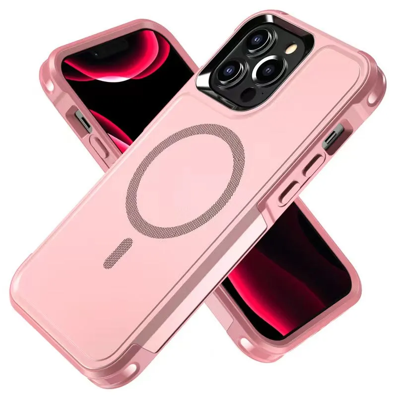 MagSafe Case For Apple iPhone 15 Pro Shockproof Heavy Duty Rugged Magnetic Cover - Pink