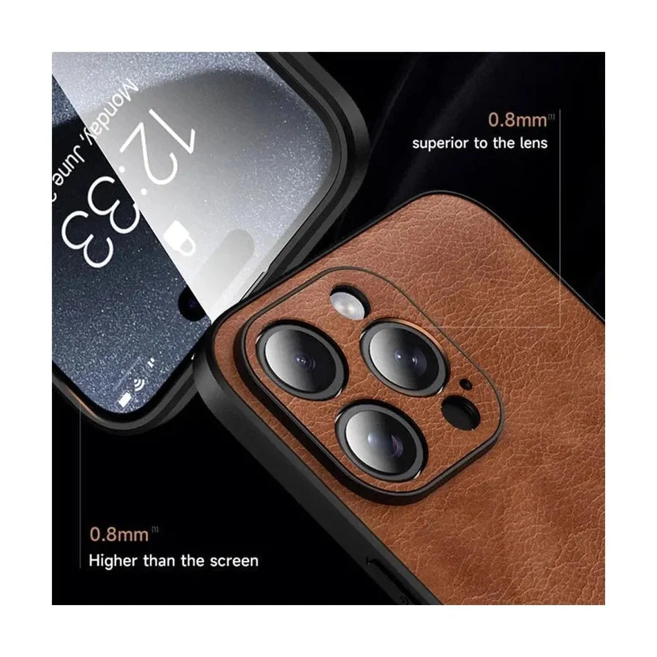 MagSafe Magnetic Leather Back Case for iPhone 15 Pro Max - Brown