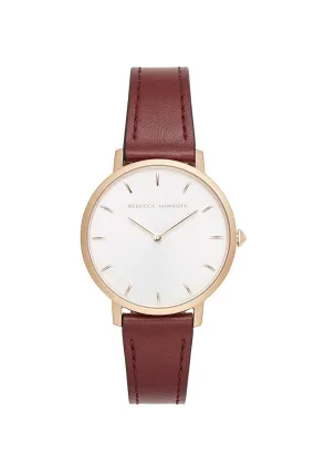 Major Rose Gold Tone Bordeaux Strap Watch, 35mm