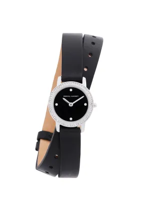 Major Silver Tone Black Vegan Leather Strap Watch, 22mm