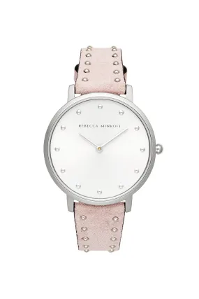 Major Silver Tone Blush Stud Strap Watch, 35mm