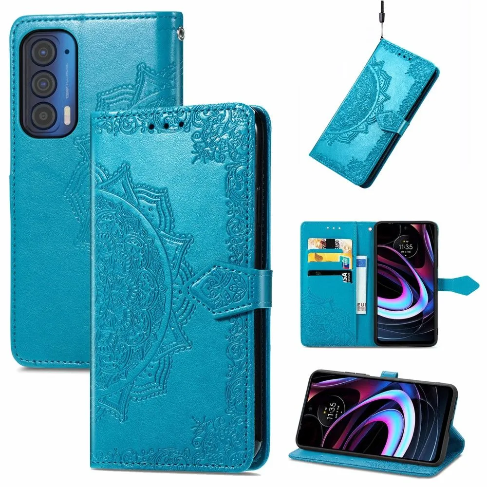 Mandala Motorola Edge (2021) Flip case - Blue