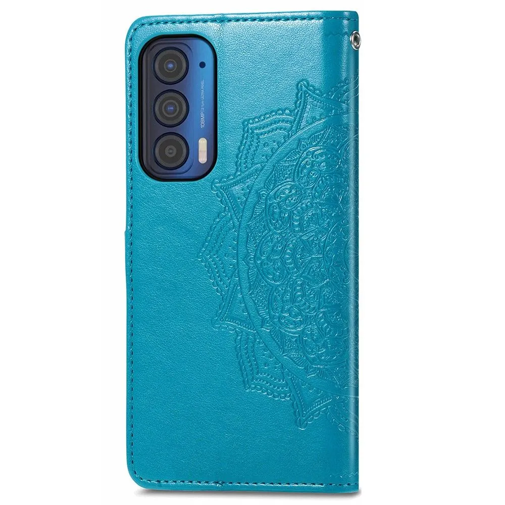 Mandala Motorola Edge (2021) Flip case - Blue