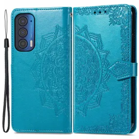 Mandala Motorola Edge (2021) Flip case - Blue