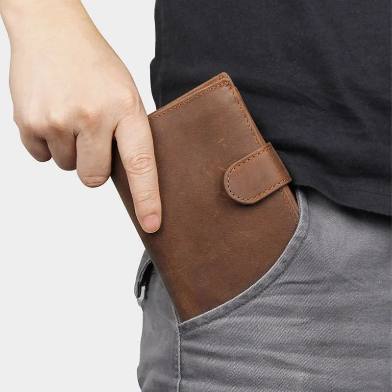 Men Cowhide Short RFID Anti-magnetic Hasp Wallet 11 Card Slot Case Driver's License