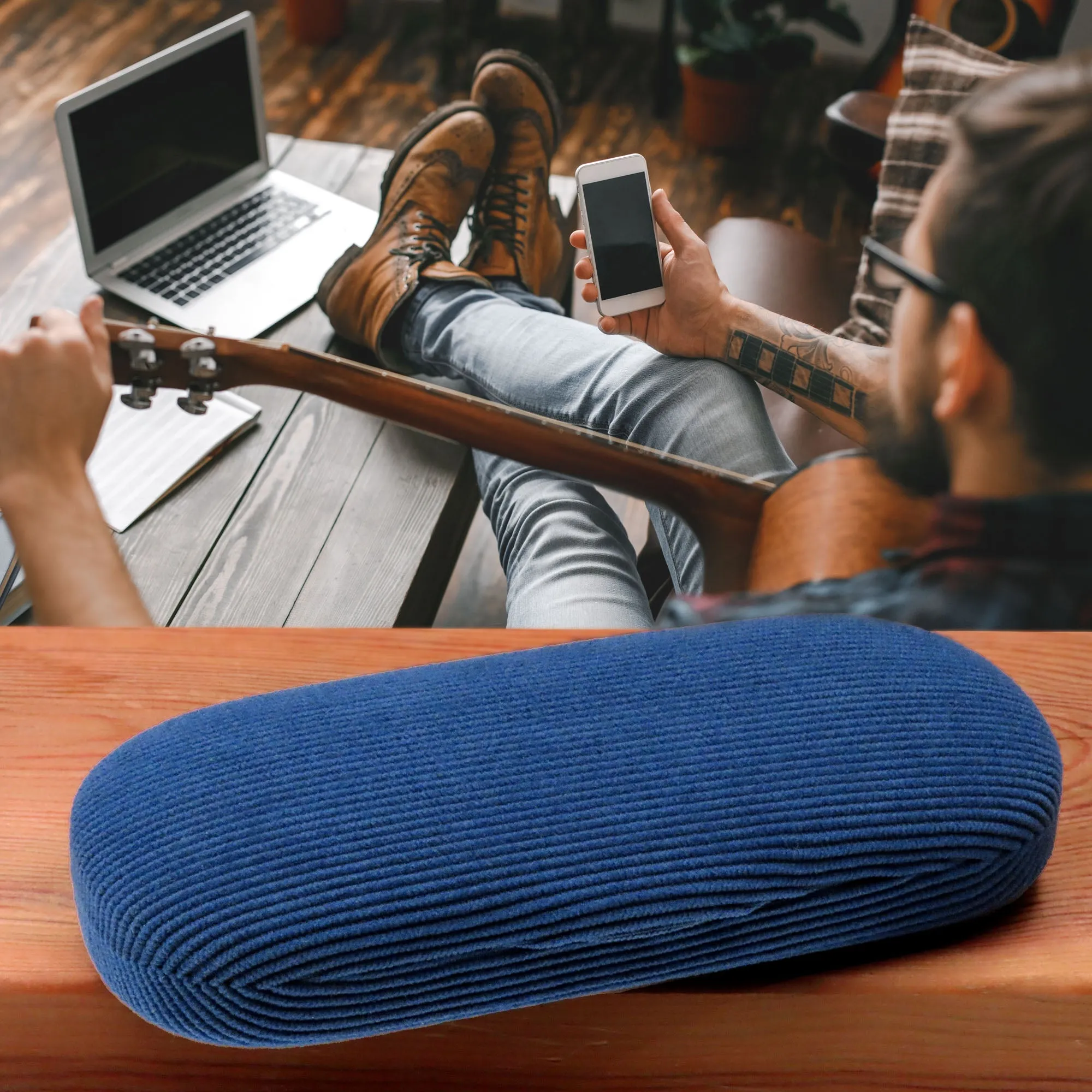 Men Hard Eyeglass Case for Small medium Frames - Glasses Case Holder with pouch and Cleaning Cloth (AS196 Corduroy Blue)