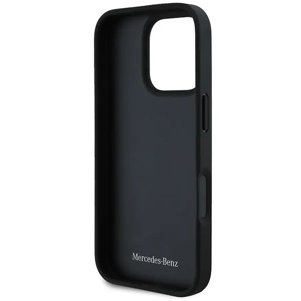 Mercedes MB Waves Leather Case for iPhone 16 Pro 6.3" Black - MEHCP16L23RWRSK