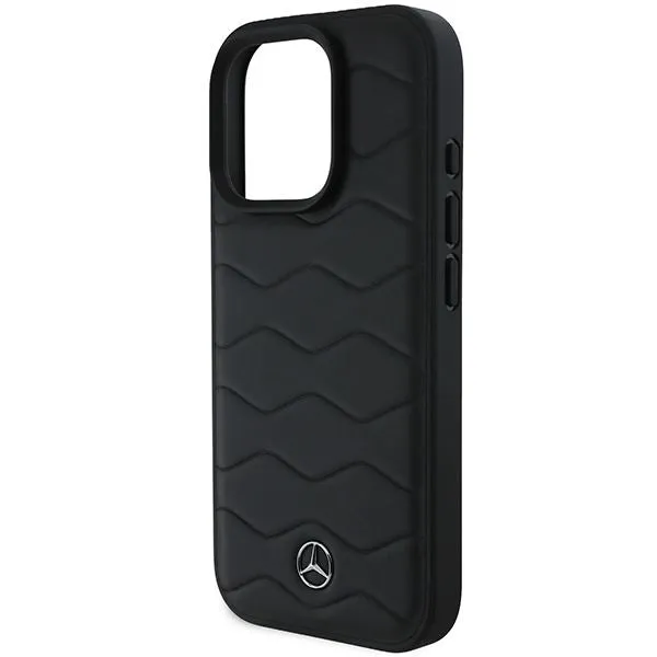 Mercedes MB Waves Leather Case for iPhone 16 Pro 6.3" Black - MEHCP16L23RWRSK