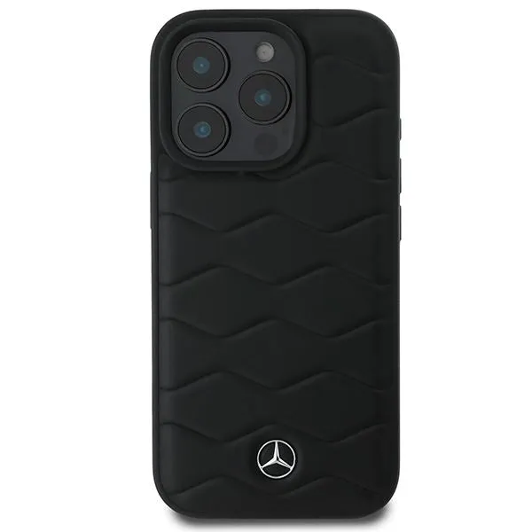 Mercedes MB Waves Leather Case for iPhone 16 Pro 6.3" Black - MEHCP16L23RWRSK