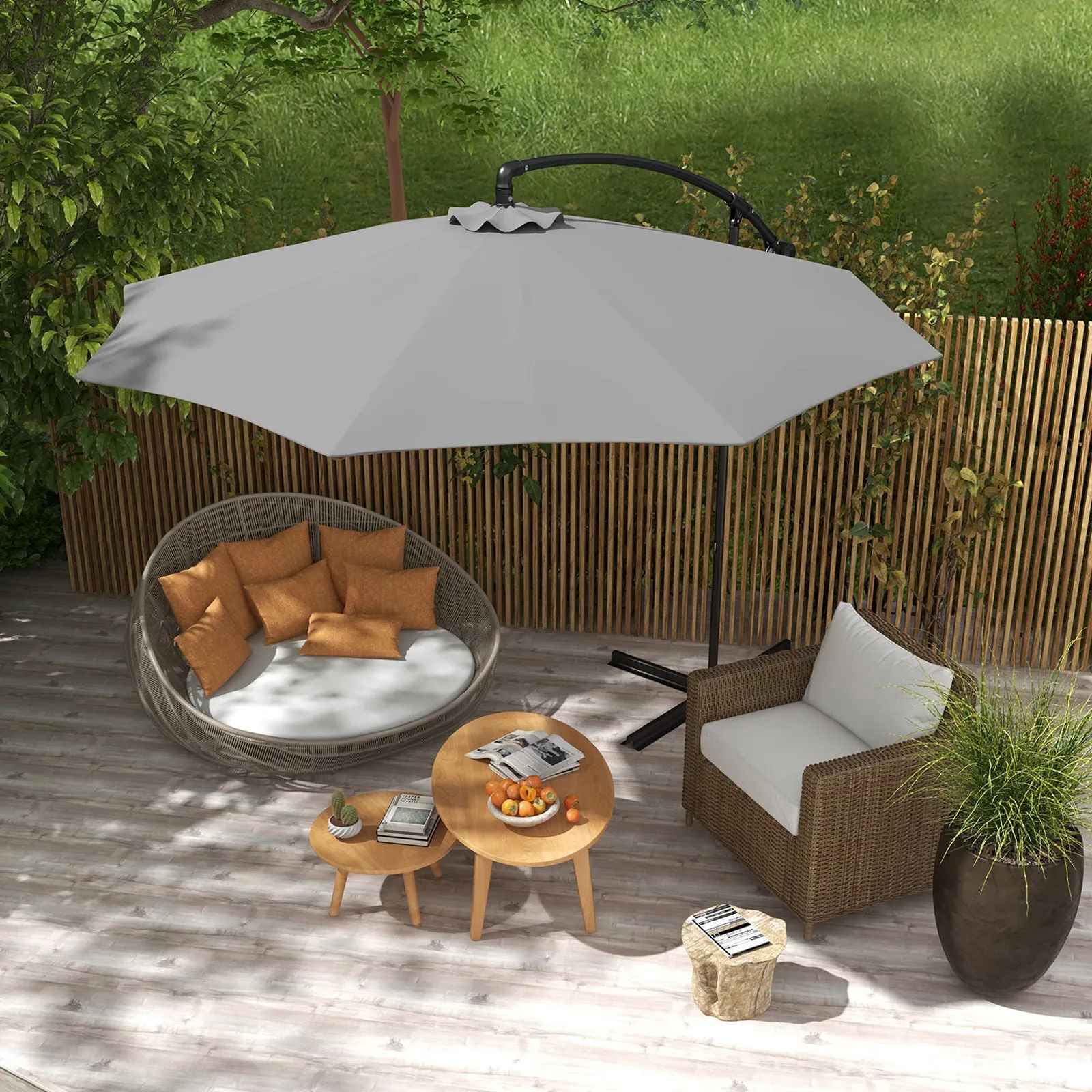 Milano 3M Outdoor Umbrella Cantilever With Protective Cover Patio Garden Shade