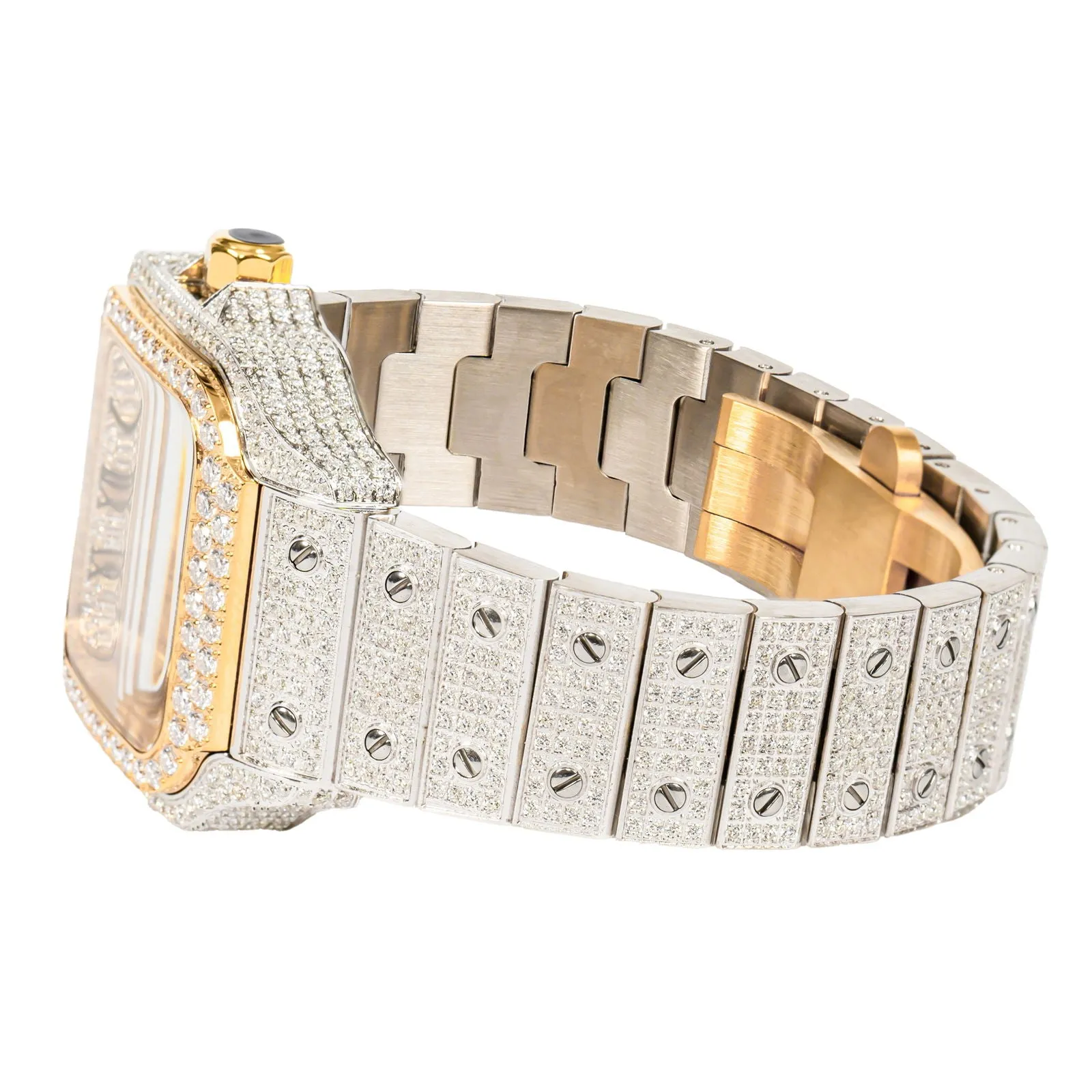 Moissanite Diamond Womens 37mm Watch 2 Tone Gold Luxury